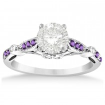 Marquise & Dot Amethyst Vintage Engagement Ring Platinum 0.13ct