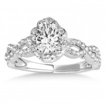 Twisted Halo Moissanite/Diamond Flower Engagement Ring Setting 14k W. Gold 1.06ct