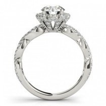 Twisted Halo Moissanite/Diamond Flower Engagement Ring Setting 14k W. Gold 1.06ct