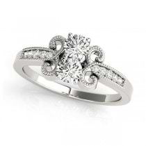 Diamond Butterfly Swirl Two Stone Ring 14k White Gold (0.34ct)