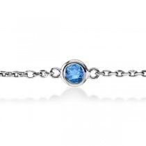 Fancy Blue Diamond Station Bracelet Bezel-Set 14K White Gold (0.37ct)