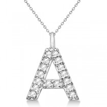 Customized Block-Letter Pave Diamond Initial Pendant in 14k White Gold (Letter G)