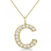 Customized Block-Letter Pave Diamond Initial Pendant in 14k Yellow Gold (C)