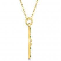 Compass Pendant For Men Emerald & Diamond Accented 14k Yellow Gold (0.38ct)