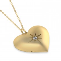 Heart with Compass Rose Locket Necklace 14k Yellow Gold