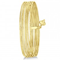 Diamond-Cut Slip-On Six Bangle Bracelets 14k Yellow Gold