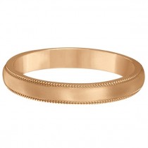 18k Rose Gold Wedding Band Dome Comfort-Fit Milgrain (3mm)