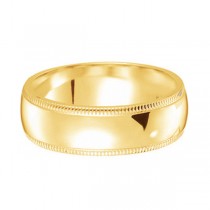 Unisex Wedding Band Dome Comfort-Fit Milgrain 14k Yellow Gold (7 mm) Size 9