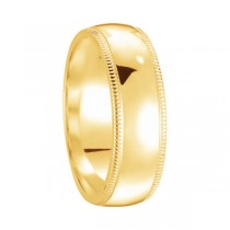 Unisex Wedding Band Dome Comfort-Fit Milgrain 14k Yellow Gold (7 mm) Size 9
