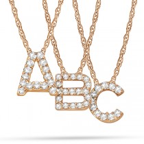 Petite Pave Diamond Initial Pendant Necklace 14k Rose Gold Letter G