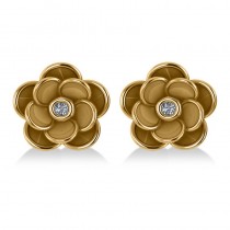 Diamond Round Flower Earrings 14k Yellow Gold (0.03ct)