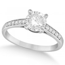 Cathedral Pave Diamond Engagement Ring Setting 14k White Gold (0.70ct)