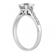 Cathedral Pave Diamond Engagement Ring Setting 14k White Gold (0.70ct)