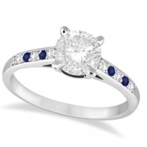 Cathedral Pave Sapphire & Diamond Engagement Ring Palladium (0.70ct)