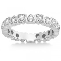 Pave Set Heart Shaped Diamond Eternity Ring 14k White Gold (0.60ct)