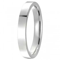 14k White Gold Wedding Band Plain Ring Flat Comfort Fit (3mm) Size 7