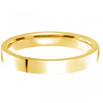 14k Yellow Gold Plain Wedding Band Flat Comfort Fit Plain Ring (3mm)