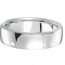 Men's Wedding Ring Low Dome Comfort-Fit in 14k White Gold (6mm) Size 5