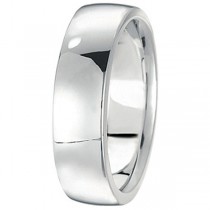 Men's Wedding Ring Low Dome Comfort-Fit in 14k White Gold (6mm) Size 5
