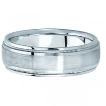 Carved Wedding Band in Palladium For Men (7mm) Size 10.5