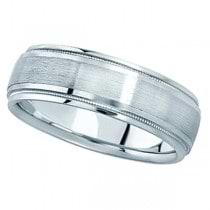 Carved Wedding Band in Palladium For Men (7mm) - Size 10.50