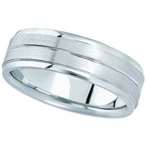 Carved Wedding Band in Palladium For Men (7mm) Size 11.5