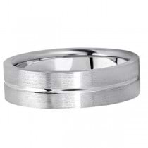 Men's Carved Flat Wedding Band in 14k White Gold (6mm) Size 11.5