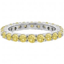 Fancy Yellow Canary Diamond Eternity Ring Band 14k White Gold (1.07 ctw) - SIZE 5