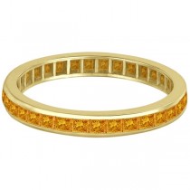 Princess-Cut Citrine Eternity Ring Band 14k Yellow Gold (1.36ct)