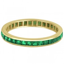 Princess-Cut Emerald Eternity Ring Band 14k Yellow Gold (1.36ct) size 5