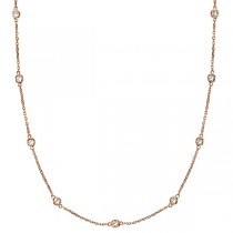Diamonds by The Yard Bezel-Set Necklace in 14k Rose Gold (1.00ctw) 12 Inches-14 Inches 