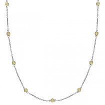 Fancy Yellow Canary Diamond Station Necklace 14k White Gold (0.75ct)