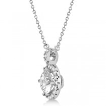 Diamond Halo Pendant Necklace Round Solitaire 14k White Gold (1.00ct)