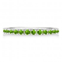 Peridot Eternity Stackable Ring Band 14K White Gold (0.75ct) Size 4.5