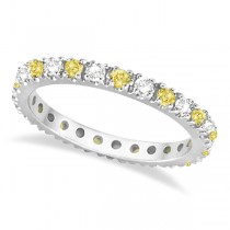 Fancy Yellow Canary & White Diamond Eternity Ring Band 14K Gold 1/2ct Size 6.5