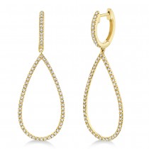 Diamond Huggie Teardrop Shape Drop Earrings 14k Yellow Gold (0.40ct)