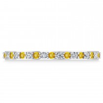 Diamond & Yellow Sapphire Eternity Wedding Band 14k White Gold (0.57ct) SIZE6