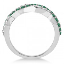 Emerald Twisted Infinity Diamond Ring in 14k White Gold (1.06ct)
