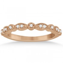 Petite Marquise & Dot Diamond Wedding Band in 18k Rose Gold (0.13ct) Size 4.5