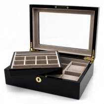 Jewelry and Watch Valet Box w/ Removable Tray in Cherry Wood