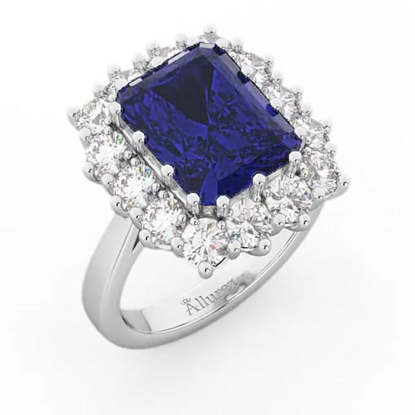 Blue Sapphire, Ruby or Emerald and Diamond 14K White Gold Ring - LC61 — La  Petit Fleur