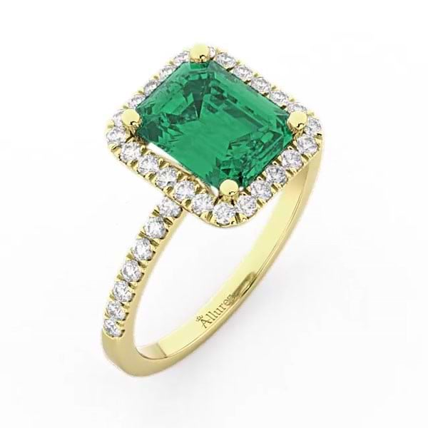 Emerald & Diamond Engagement Ring 14k Yellow Gold (3.32ct) - AD1607