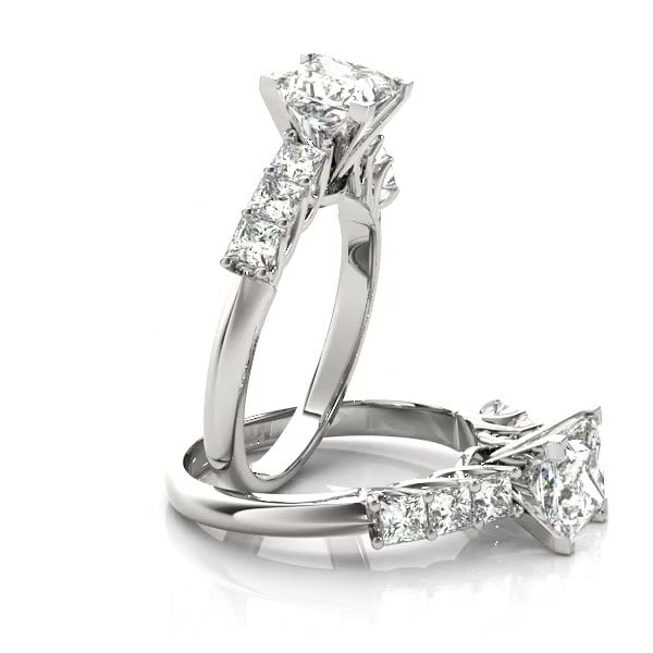 Details about   1.30 Ct Princess Cut Diamond Bridal Engagement Ring Set 14K White Gold Finish 