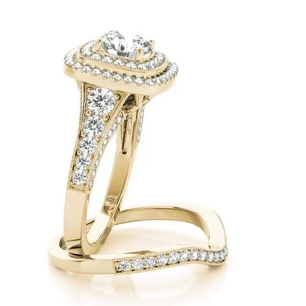 18k Yellow Gold & 14k White Gold Two Tone Half Bezel Engagement Ring -  J32112