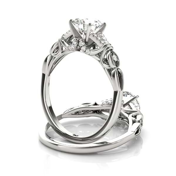 14K White Gold Ring Setting With Diamonds #JS1106W14