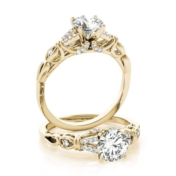 Diamond Antique Style Bridal Set Setting 14k Yellow Gold 0.18ct - NG1738