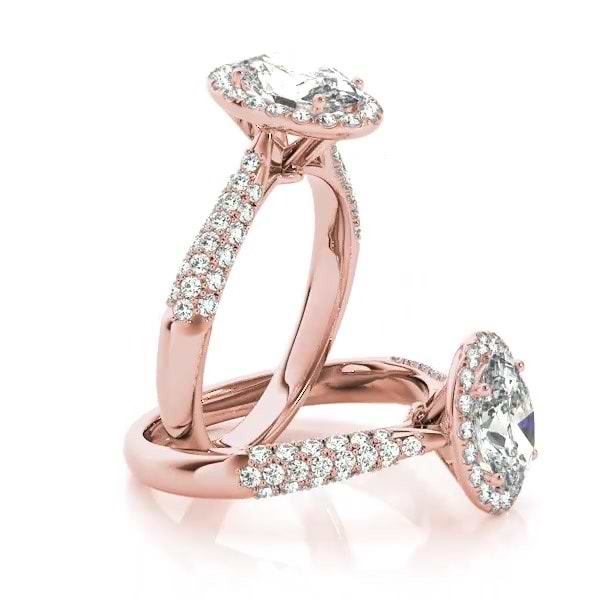 Blossom, 18K Rose Gold pavé style engagement ring