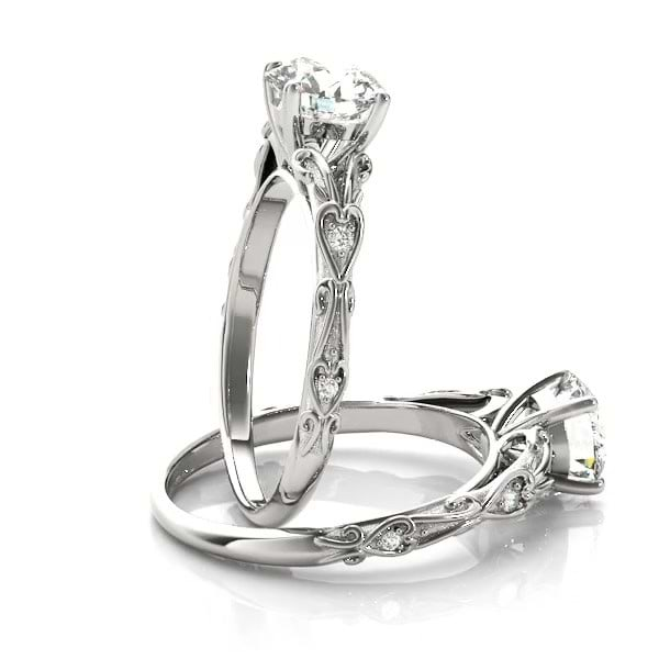 Diamond Antique Style Bridal Set 18k White Gold (0.07ct) - NG4364