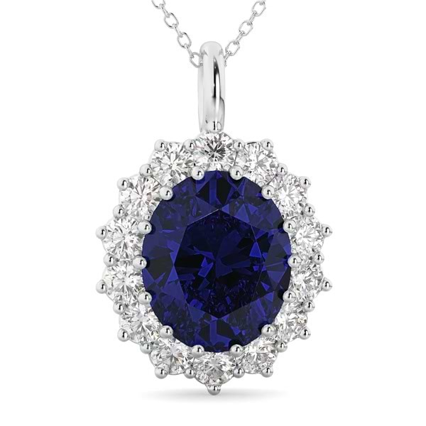 Isla 5 Ct. Oval Cut CZ Sapphire Pendant Necklace, Silver