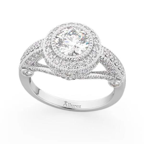 18K White Gold Round Halo Engagement Ring 50576-E-1-2-18KW, Vandenbergs  Fine Jewellery